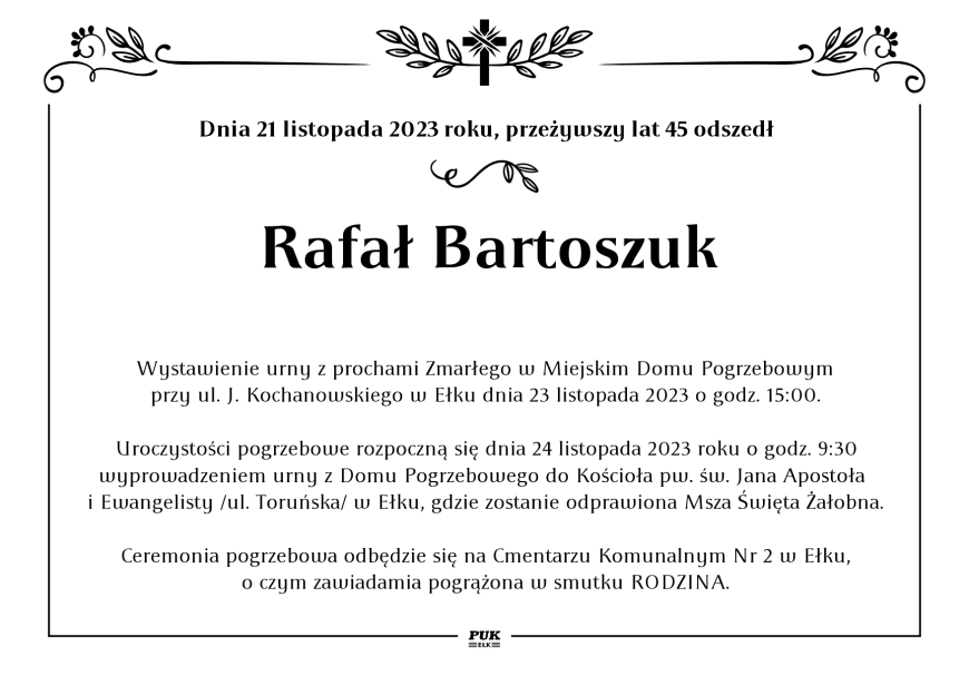 Rafał Bartoszuk - nekrolog